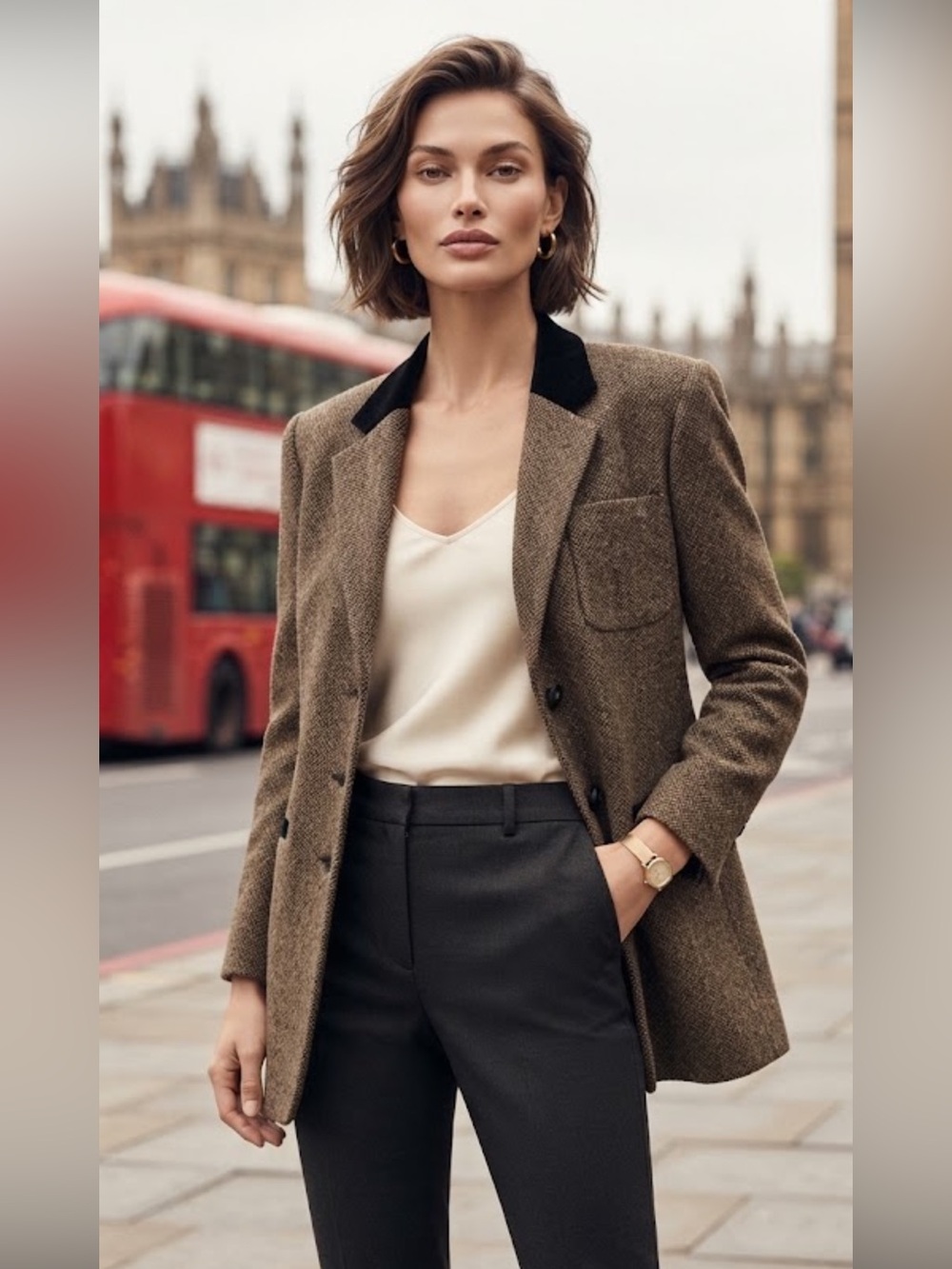 Vintage Limited tweed jacket with faux suede accents